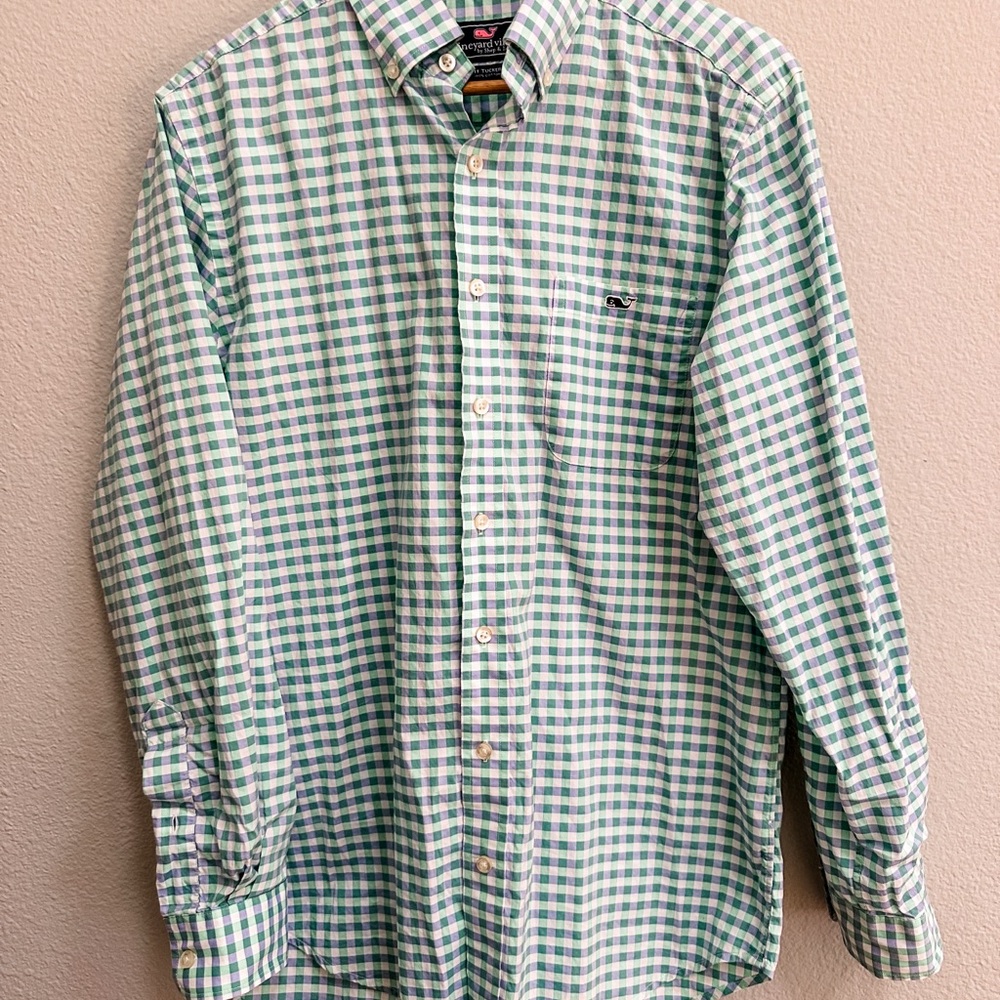 Vineyard Vines Green Checkered Men's Shirt